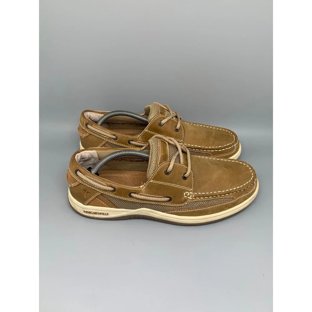 Margaritaville Anchor Lace Up Brown Boat Shoes MG1301F Men's Sz 11.5